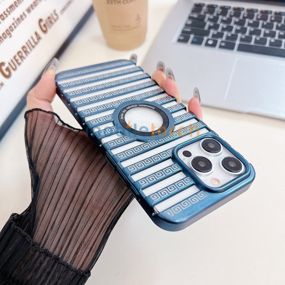 Lines Fiber Texture Logo Cut PC (Hard) Slim Thin Phone Case - iPhone 14 Pro