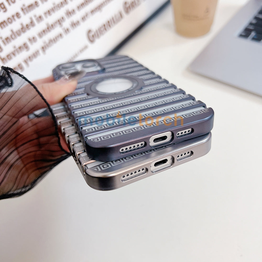 Lines Fiber Texture Logo Cut PC (Hard) Slim Thin Phone Case - iPhone 14 Pro