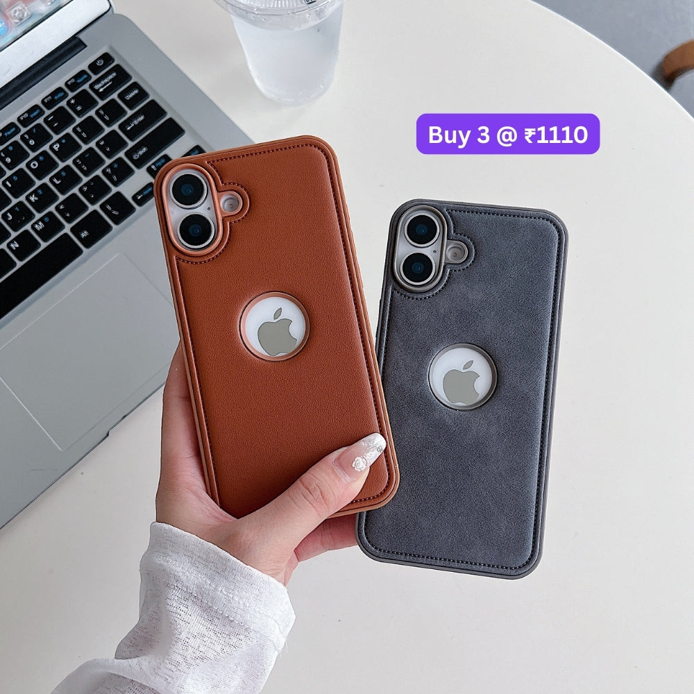 Logo Cut Leather Silicone Phone Case | Mobile Cover - Samsung S22 Ultra