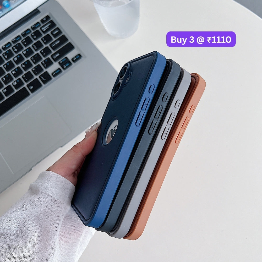 Logo Cut Leather Silicone Phone Case | Mobile Cover - Samsung S22 Ultra