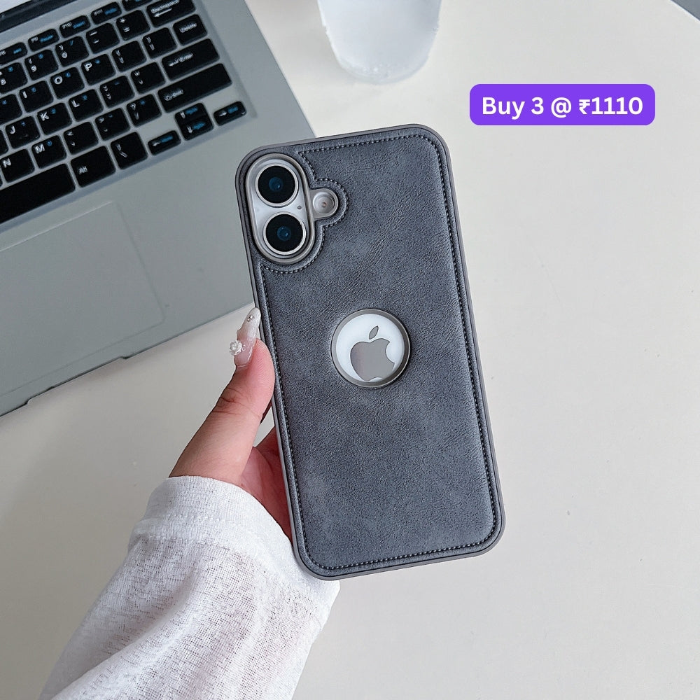 Logo Cut Leather Silicone Phone Case | Mobile Cover - Samsung S22 Ultra