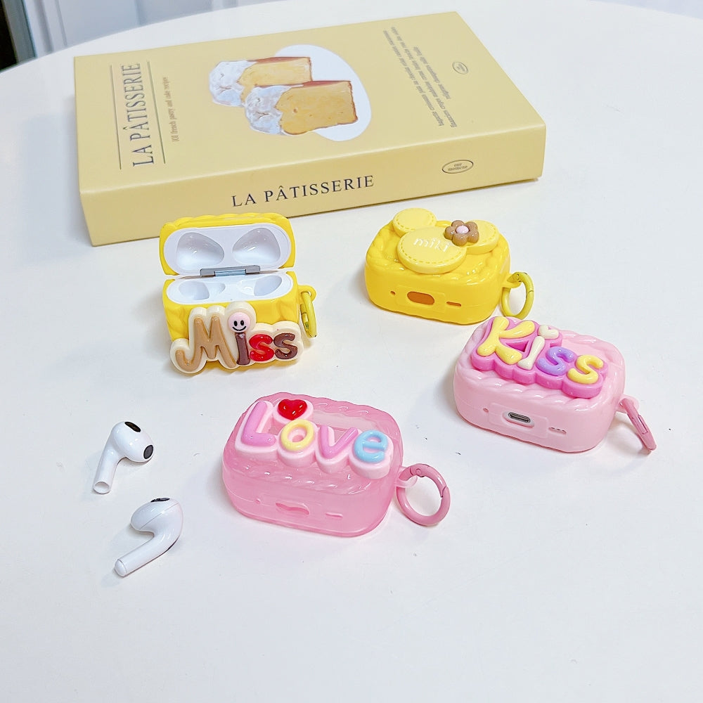 Love Embossed Pattern Case | PC (Hard) Case with Keychain Hook for Airpod Pro 2 | Airpod 3 | Airpod 4