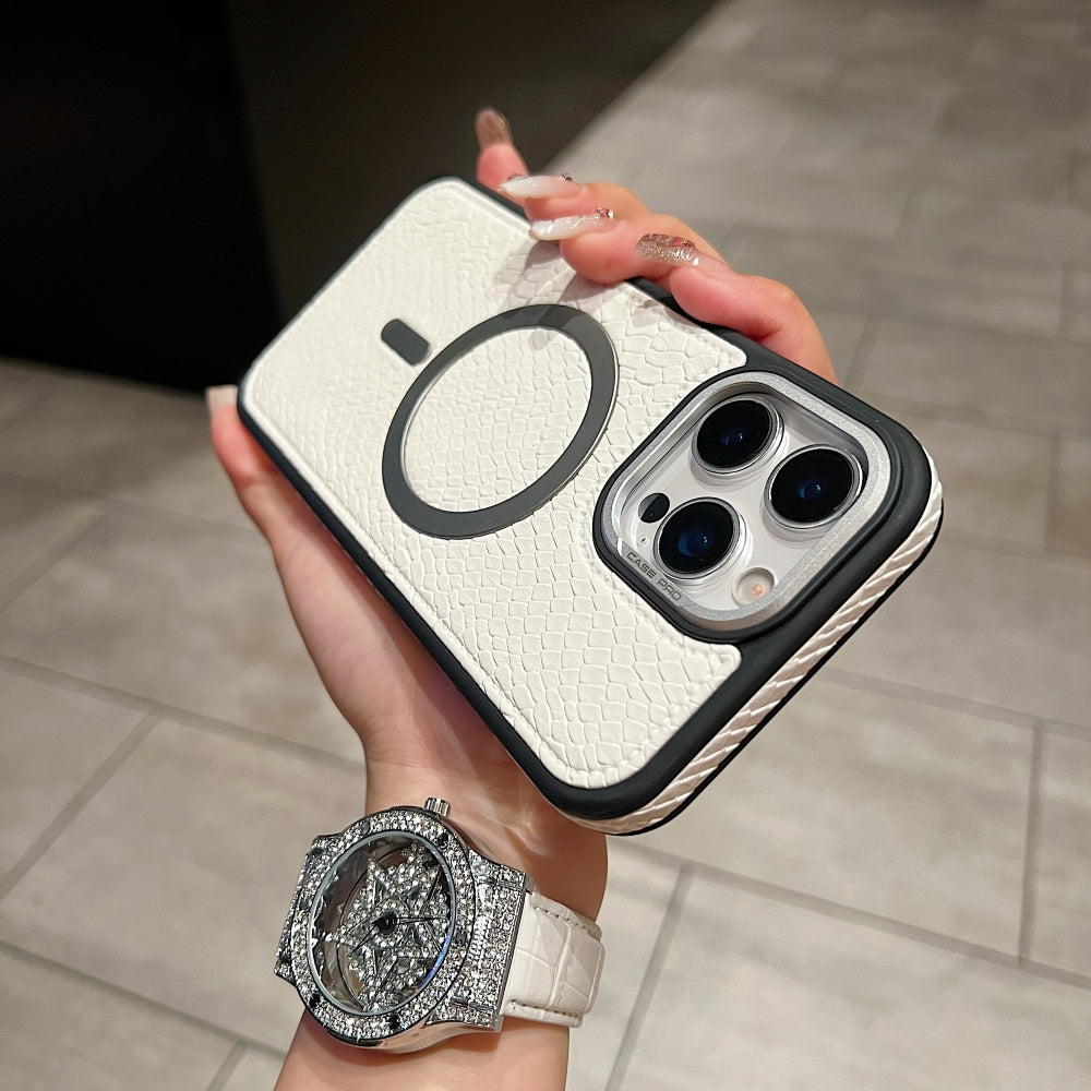 Luxury Crocodile Pattern Leather Magsafe Phone Case