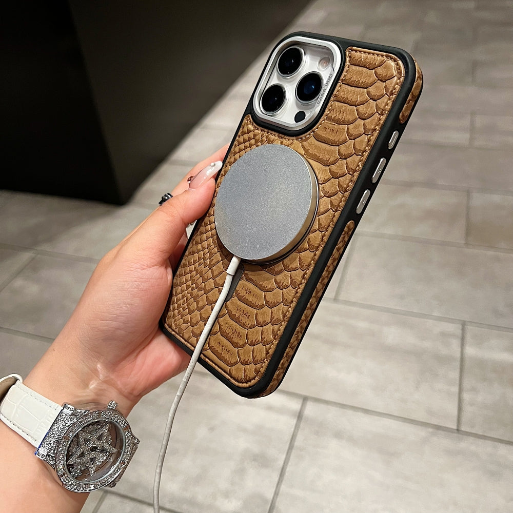 Luxury Crocodile Pattern Leather Magsafe Phone Case