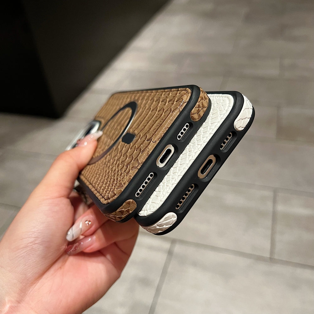 Luxury Crocodile Pattern Leather Magsafe Phone Case