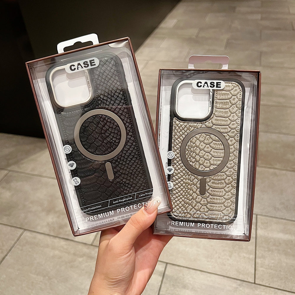 Luxury Crocodile Pattern Leather Magsafe Phone Case