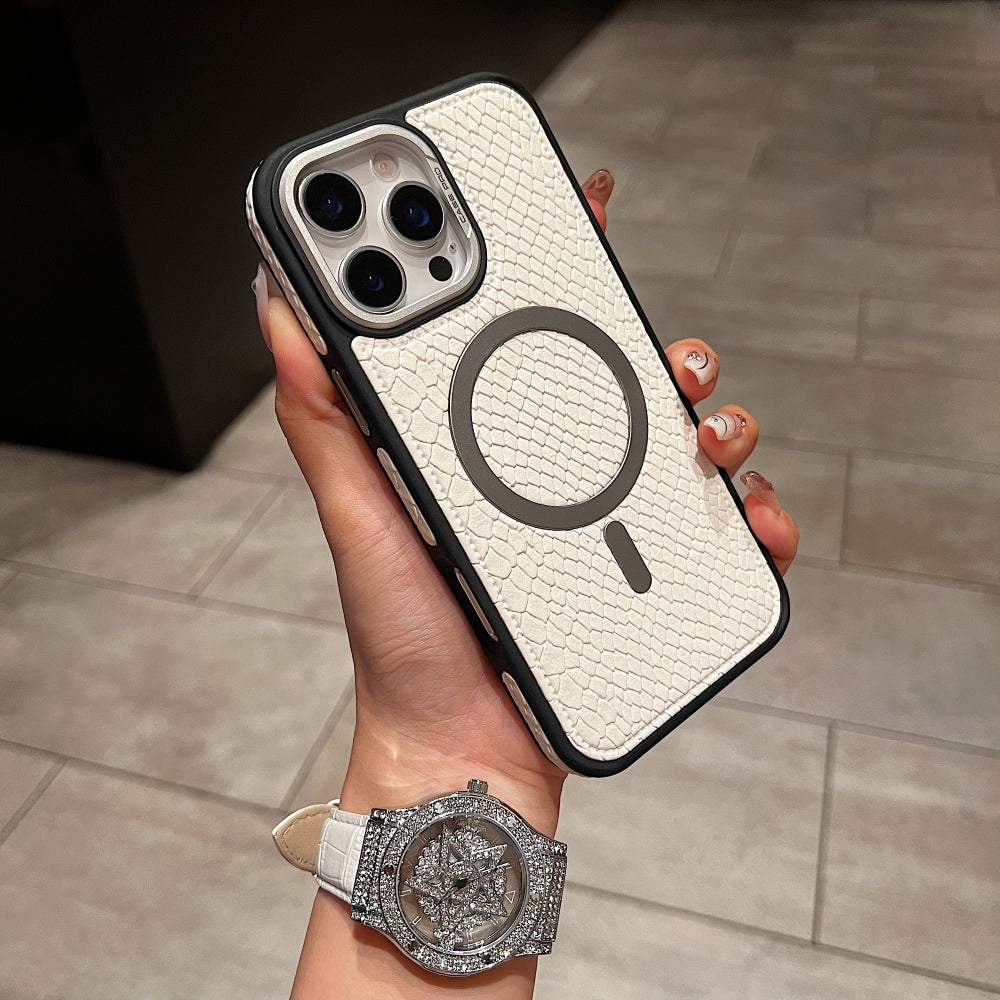 Luxury Crocodile Pattern Leather Magsafe Phone Case