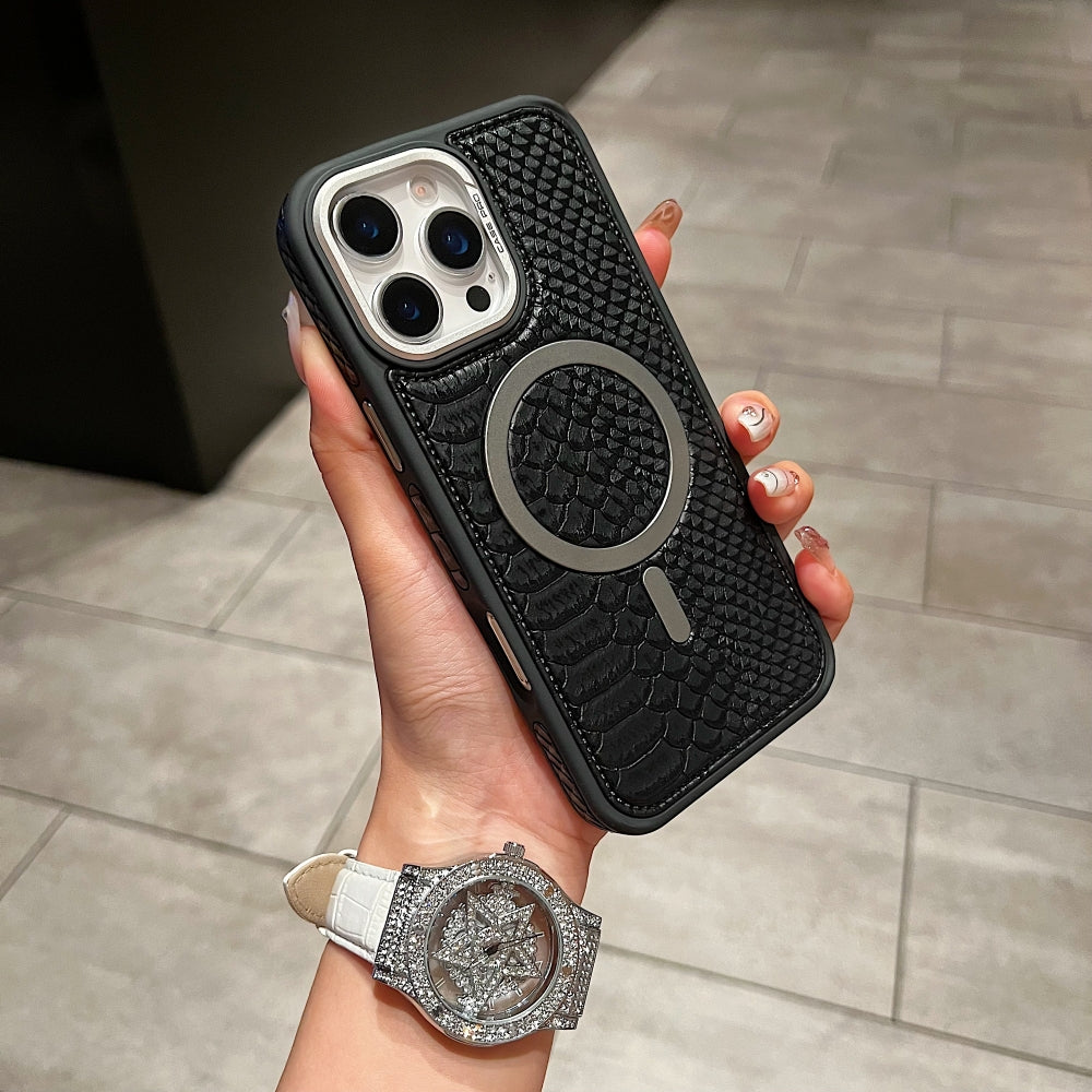 Luxury Crocodile Pattern Leather Magsafe Phone Case