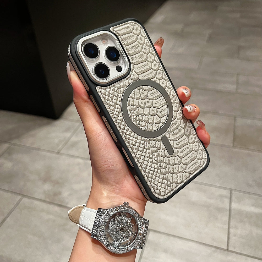 Luxury Crocodile Pattern Leather Magsafe Phone Case