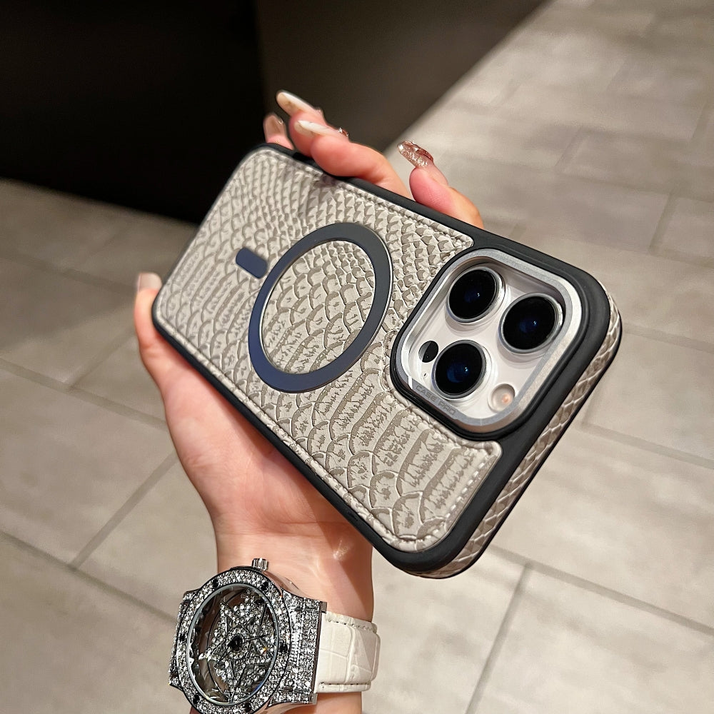 Luxury Crocodile Pattern Leather Magsafe Phone Case