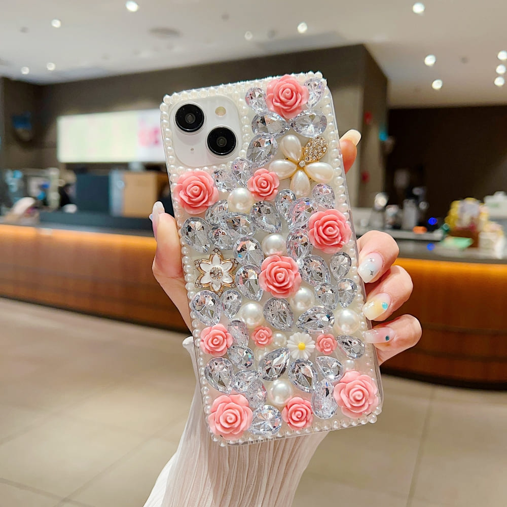 Luxury Crystal Gem and Flower Camera Protection Case