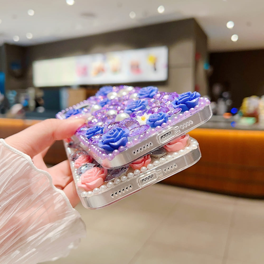 Luxury Crystal Gem and Flower Camera Protection Case