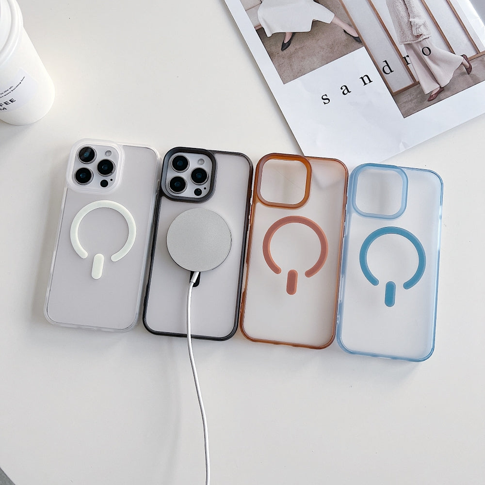 Luxury Magnetic Charging Matte Color Transparent Phone Case