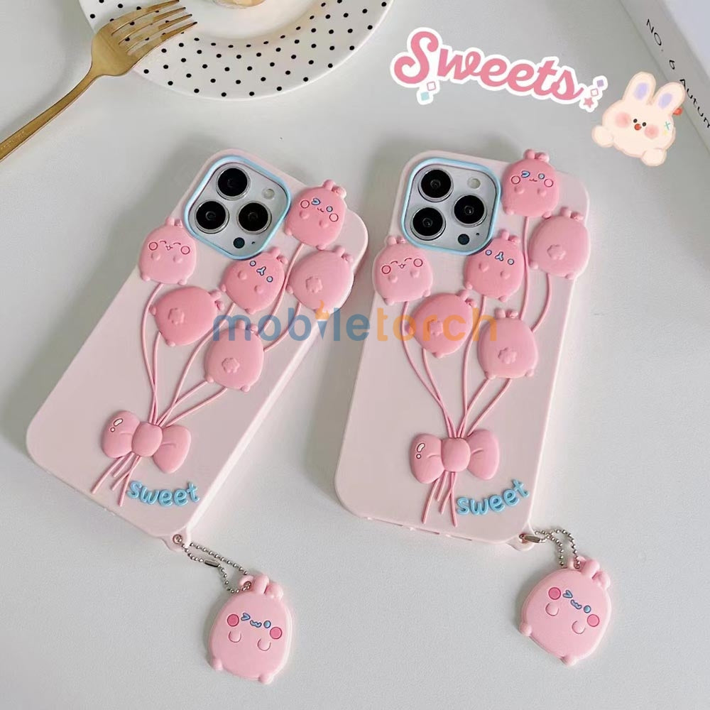 Luxury 3D Balloon Rabbit Silicone Soft Cover - iPhone 15 Pro Max