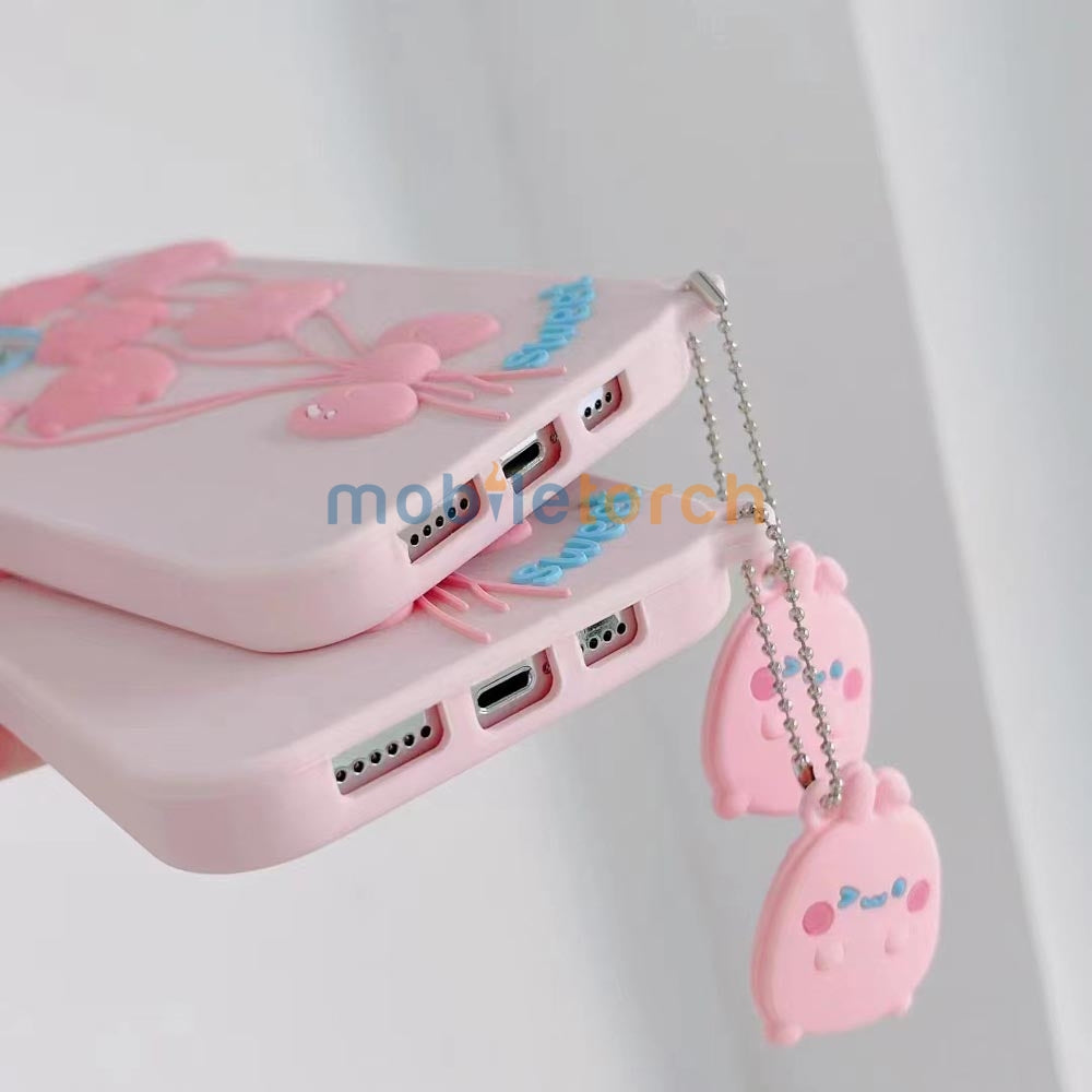 Luxury 3D Balloon Rabbit Silicone Soft Cover - iPhone 15 Pro Max