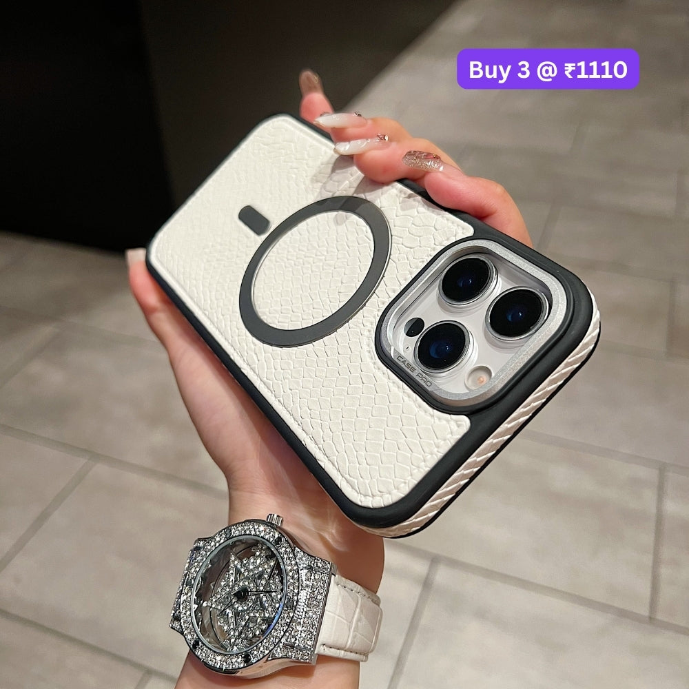 Luxury Crocodile Pattern PU Leather Magsafe Phone Case | Mobile Cover - iPhone 14