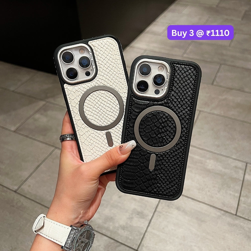 Luxury Crocodile Pattern PU Leather Magsafe Phone Case | Mobile Cover - iPhone 14