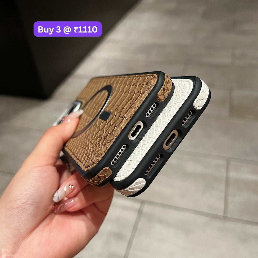 Luxury Crocodile Pattern PU Leather Magsafe Phone Case | Mobile Cover - iPhone 14