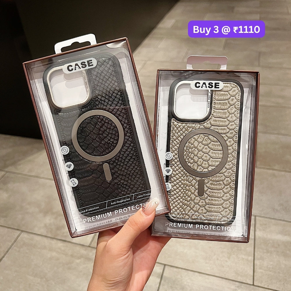 Luxury Crocodile Pattern PU Leather Magsafe Phone Case | Mobile Cover - iPhone 14