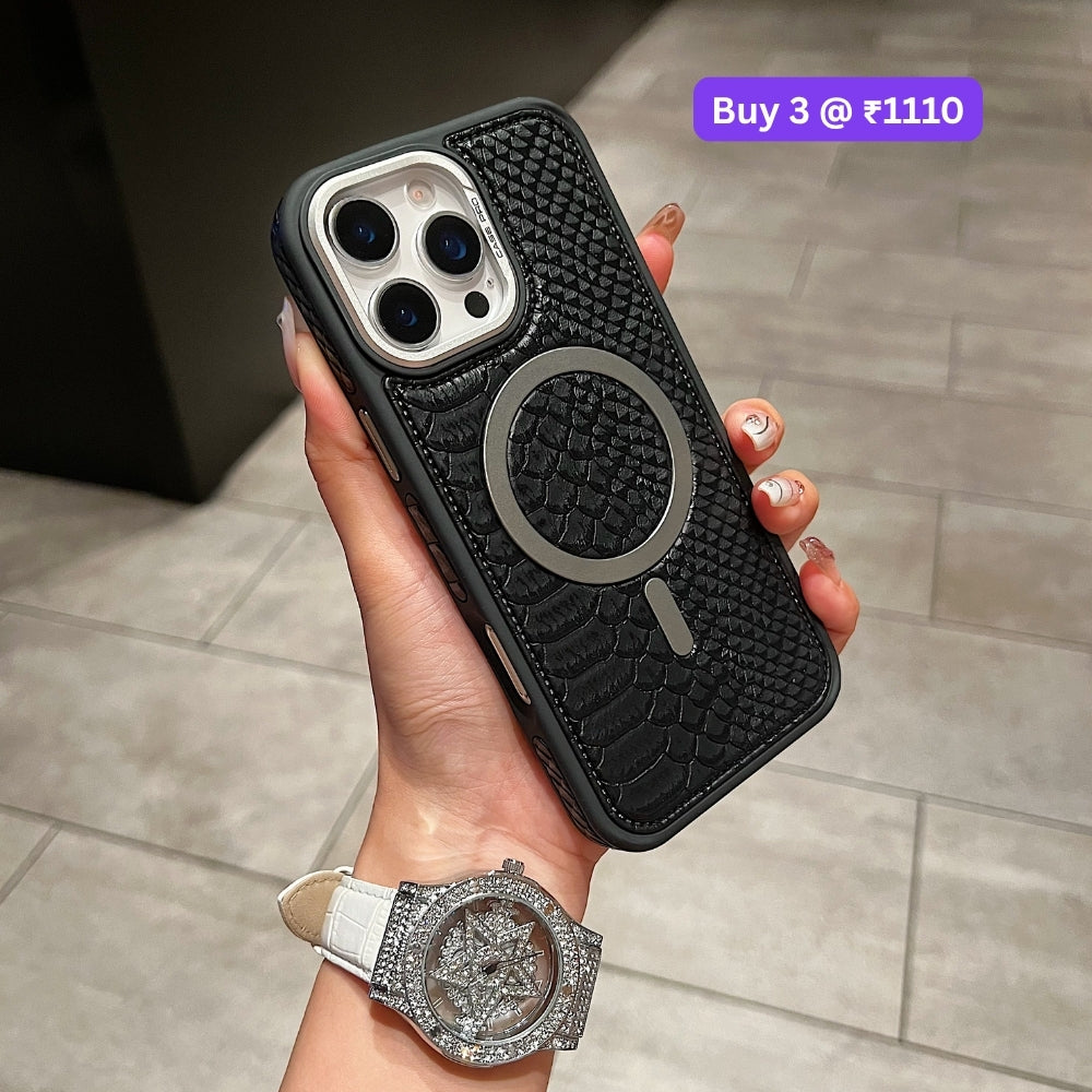 Luxury Crocodile Pattern PU Leather Magsafe Phone Case | Mobile Cover - iPhone 14