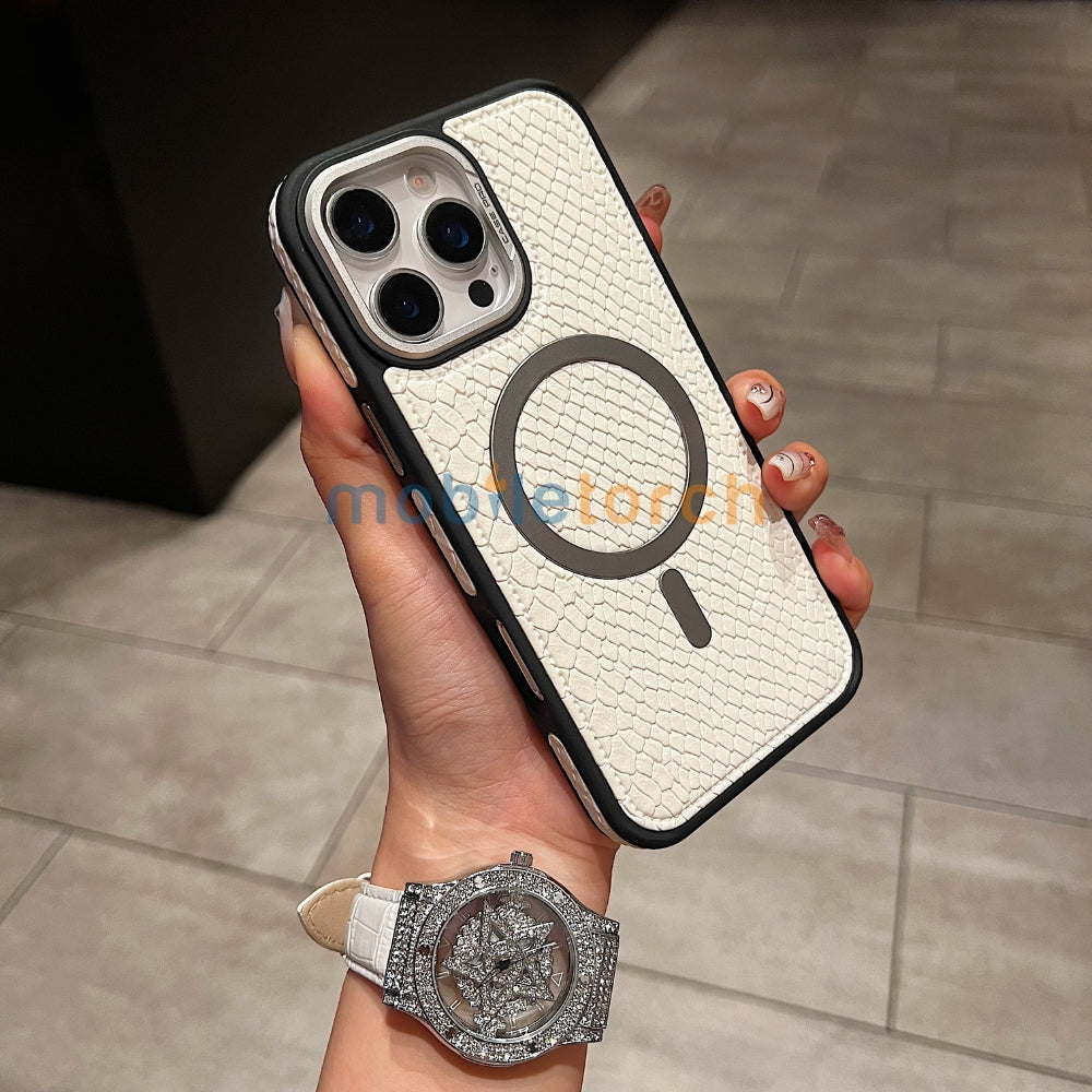 Luxury Crocodile Pattern PU Leather Magsafe Phone Case | Mobile Cover - iPhone 16 Plus