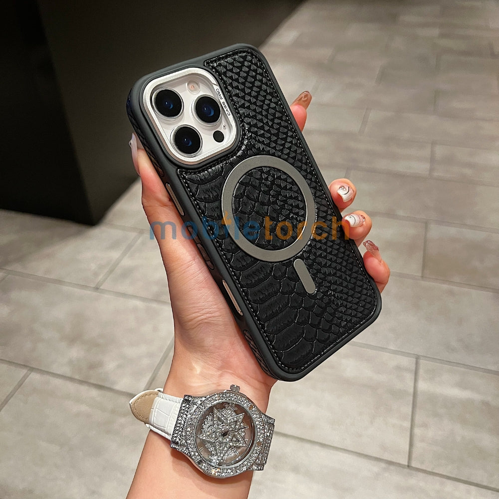 Luxury Crocodile Pattern PU Leather Magsafe Phone Case | Mobile Cover - iPhone 16 Plus