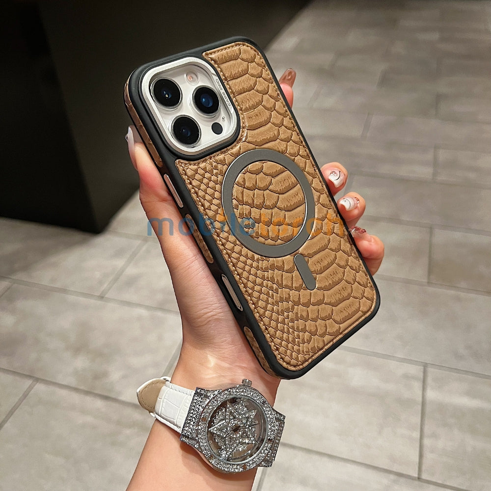 Luxury Crocodile Pattern PU Leather Magsafe Phone Case | Mobile Cover - iPhone 16 Plus