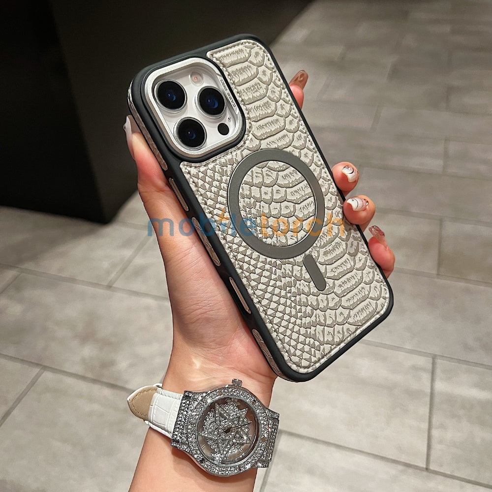 Luxury Crocodile Pattern PU Leather Magsafe Phone Case | Mobile Cover - iPhone 16 Plus