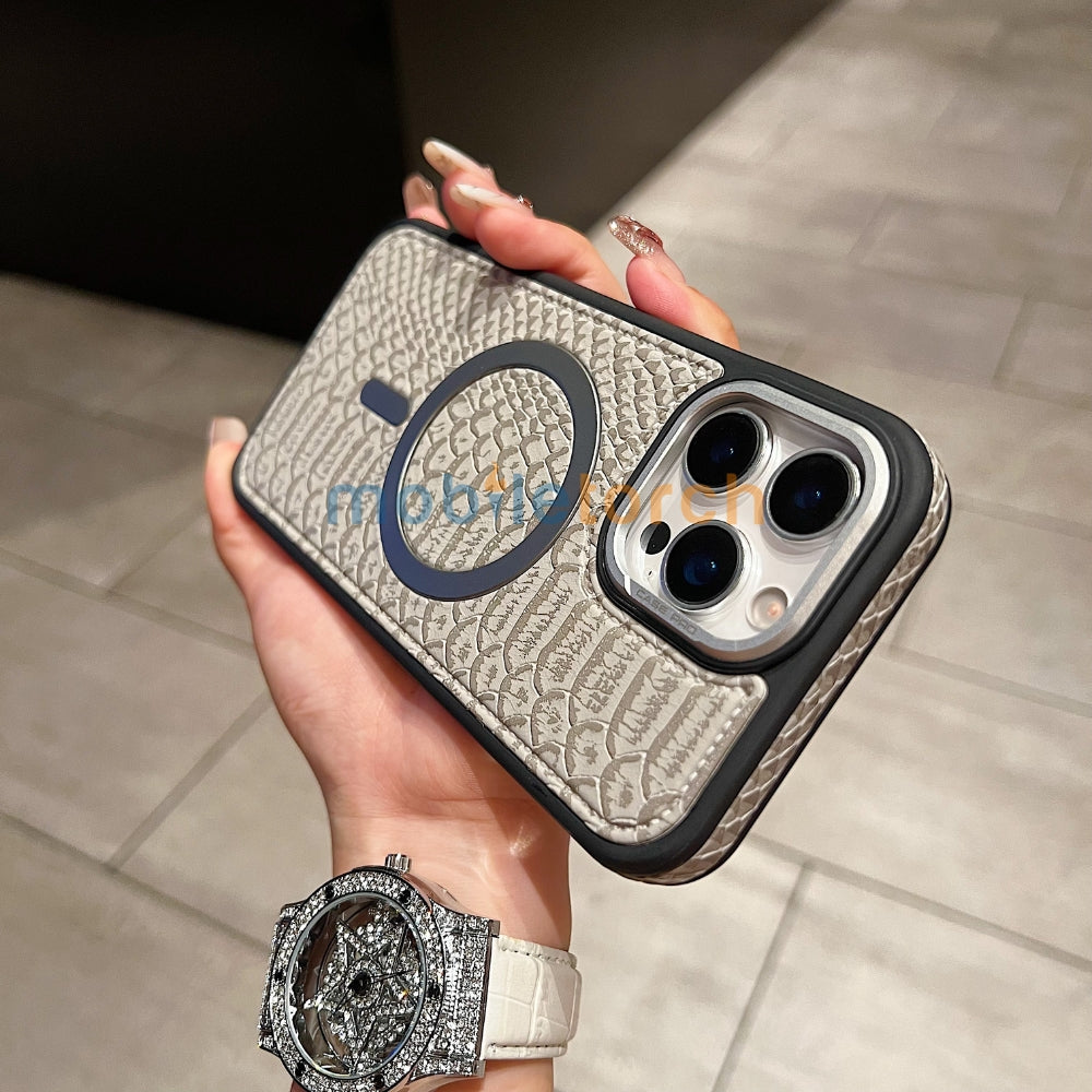 Luxury Crocodile Pattern PU Leather Magsafe Phone Case | Mobile Cover - iPhone 16 Plus