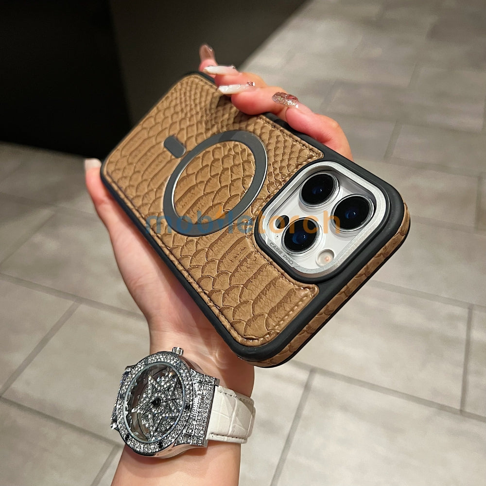 Luxury Crocodile Pattern PU Leather Magsafe Phone Case | Mobile Cover - iPhone 16 Plus