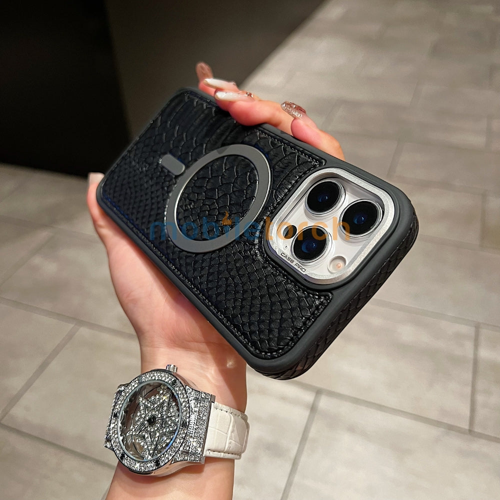 Luxury Crocodile Pattern PU Leather Magsafe Phone Case | Mobile Cover - iPhone 16 Plus