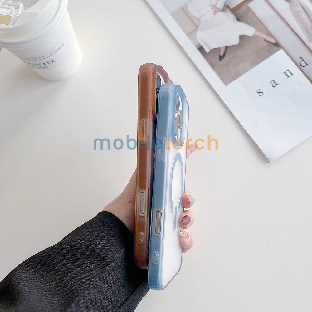 Luxury Magnetic Charging Matte Color Transparent Phone Case - iPhone 14 Pro Max