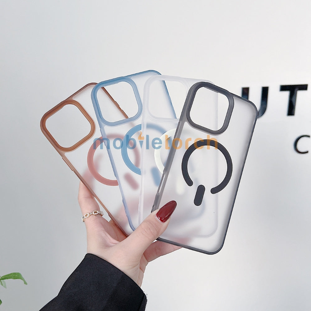 Luxury Magnetic Charging Matte Color Transparent Phone Case - iPhone 14 Pro Max