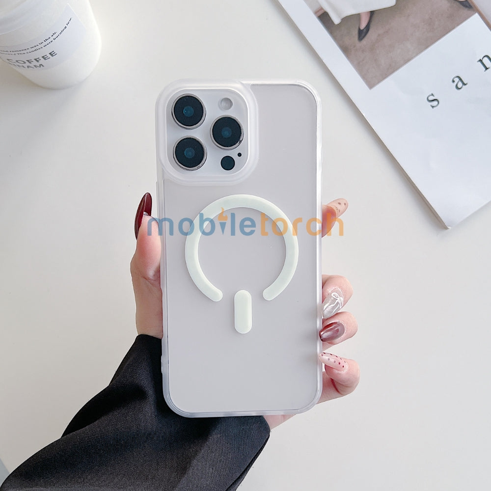 Luxury Magnetic Charging Matte Color Transparent Phone Case - iPhone 14 Pro Max