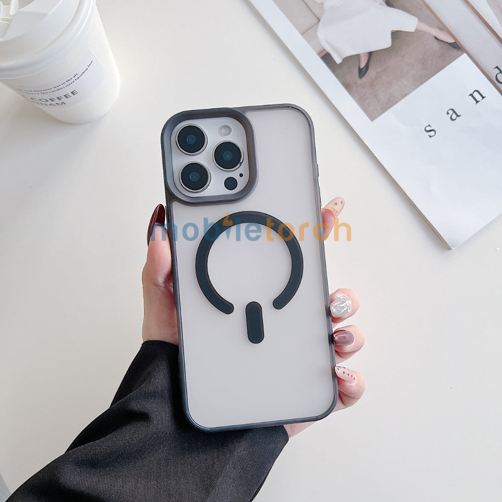 Luxury Magnetic Charging Matte Color Transparent Phone Case - iPhone 14 Pro Max