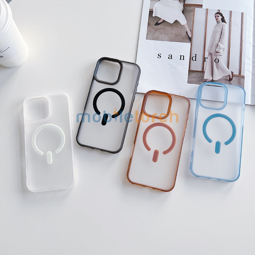 Luxury Magnetic Charging Matte Color Transparent Phone Case - iPhone 14 Pro Max
