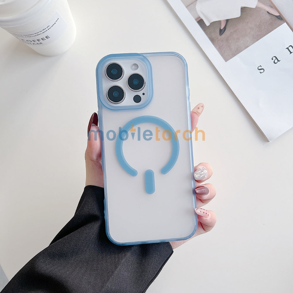 Luxury Magnetic Charging Matte Color Transparent Phone Case - iPhone 14 Pro Max