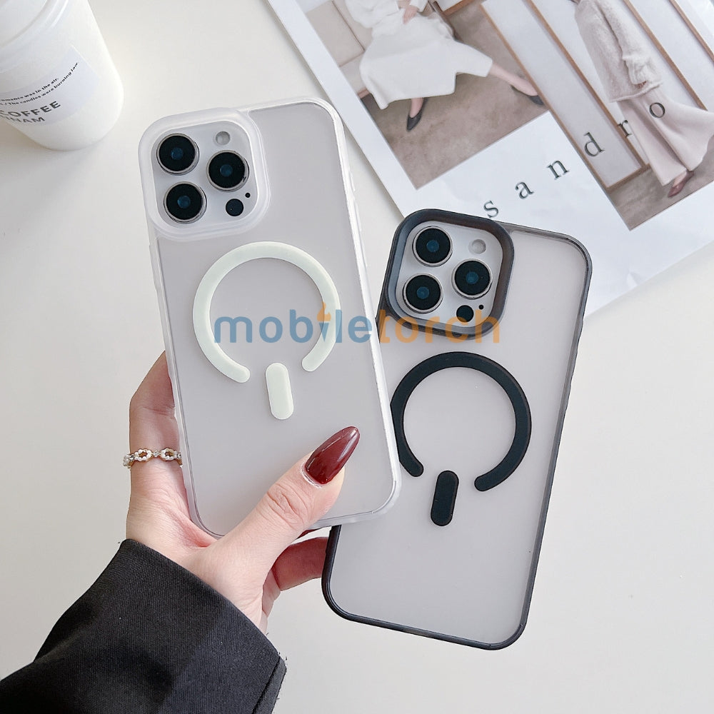 Luxury Magnetic Charging Matte Color Transparent Phone Case - iPhone 14 Pro Max