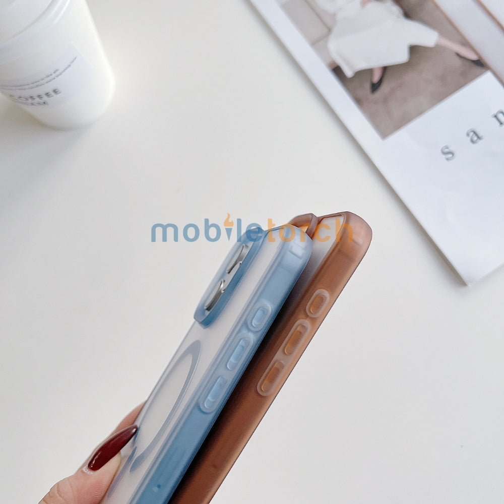 Luxury Magnetic Charging Matte Color Transparent Phone Case - iPhone 14 Pro Max