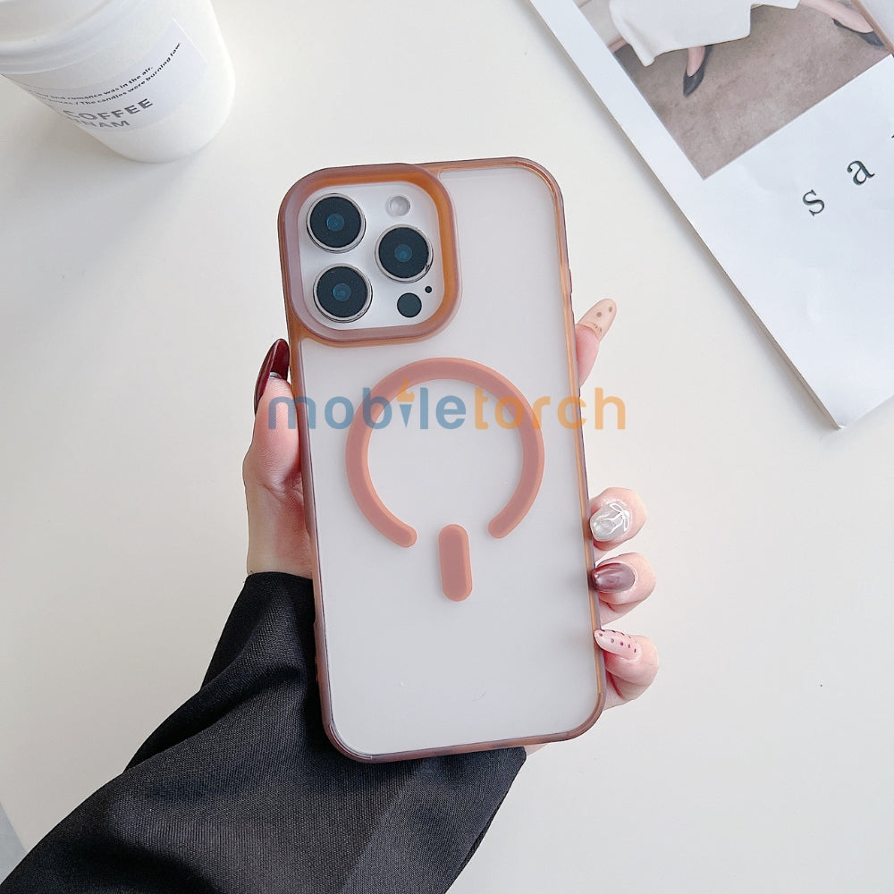 Luxury Magnetic Charging Matte Color Transparent Phone Case - iPhone 14 Pro Max