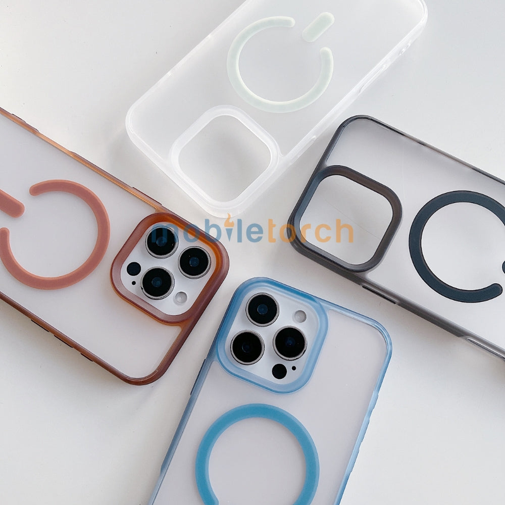 Luxury Magnetic Charging Matte Color Transparent Phone Case - iPhone 14 Pro Max