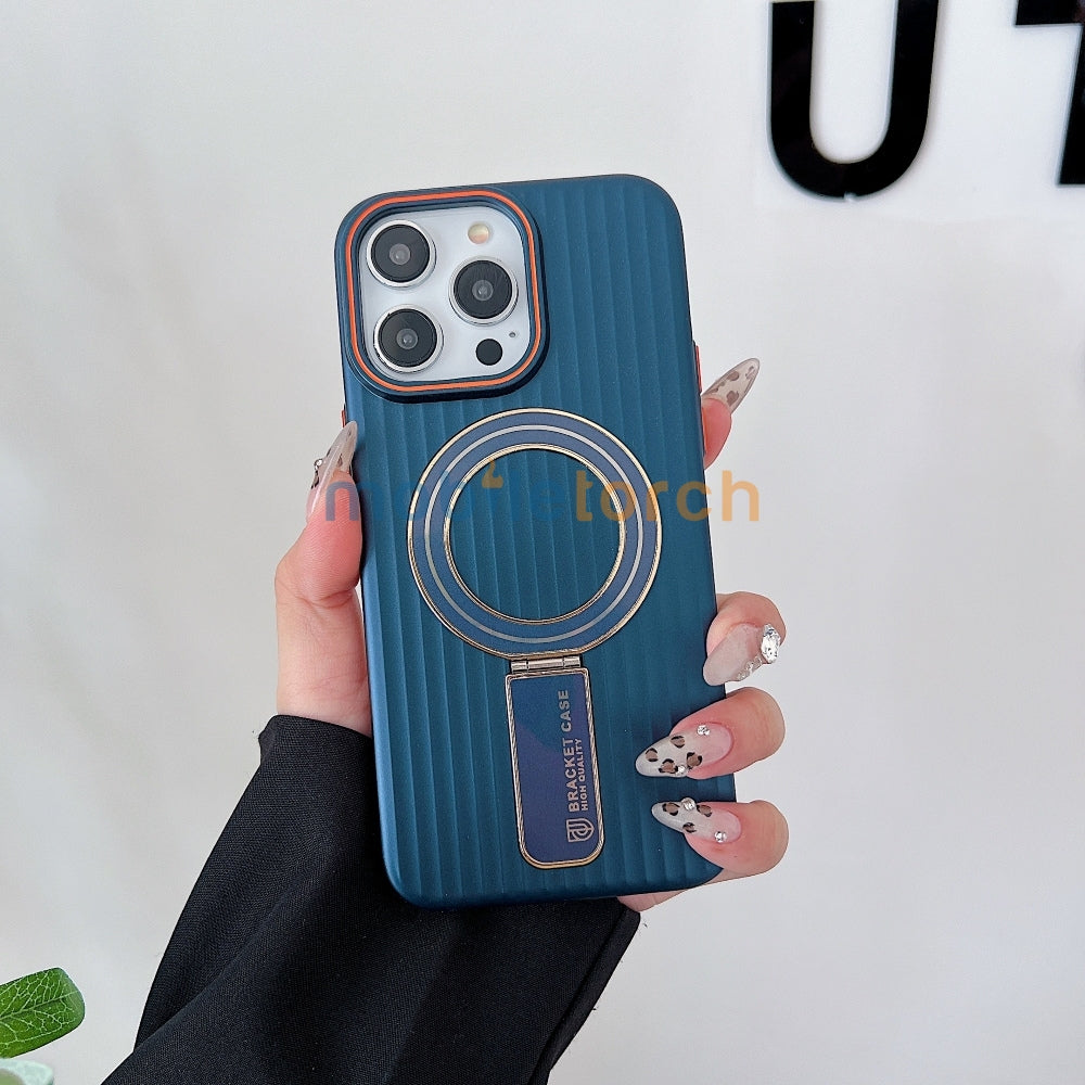 Luxury Stand Magnetic Charge Phone Case - iPhone 15 Pro Max