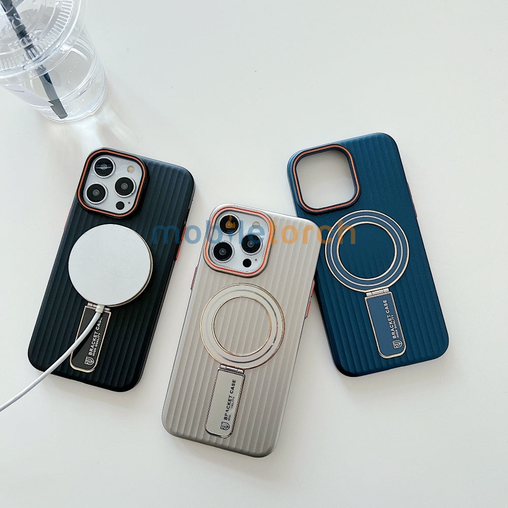 Luxury Stand Magnetic Charge Phone Case - iPhone 15 Pro Max