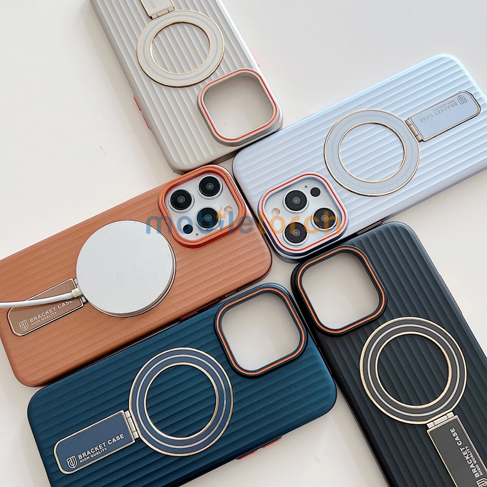 Luxury Stand Magnetic Charge Phone Case - iPhone 15 Pro Max