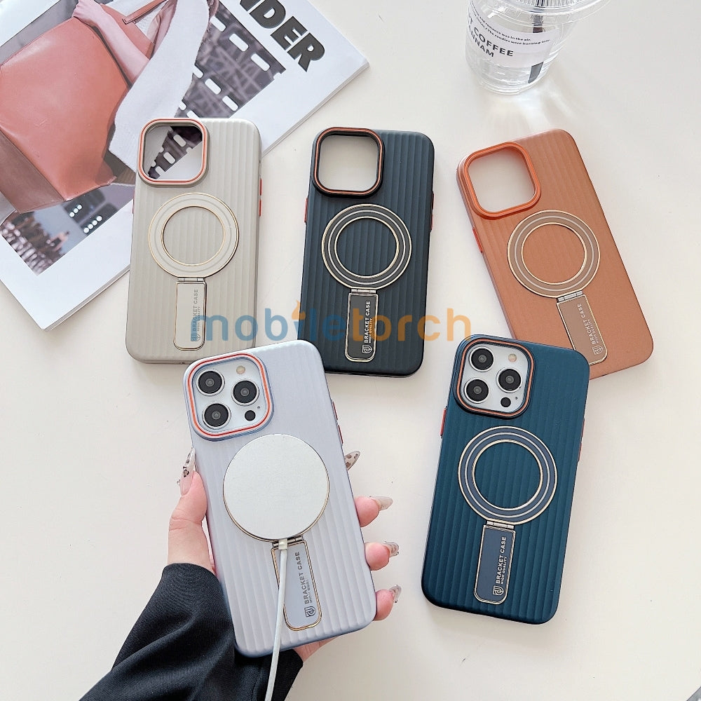 Luxury Stand Magnetic Charge Phone Case - iPhone 15 Pro Max