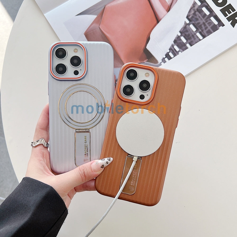Luxury Stand Magnetic Charge Phone Case - iPhone 15 Pro Max
