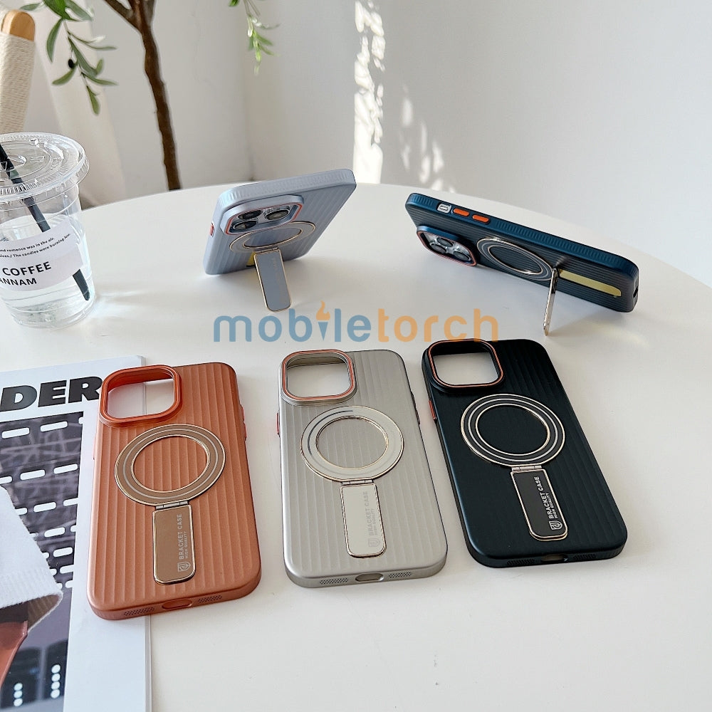 Luxury Stand Magnetic Charge Phone Case - iPhone 15 Pro Max