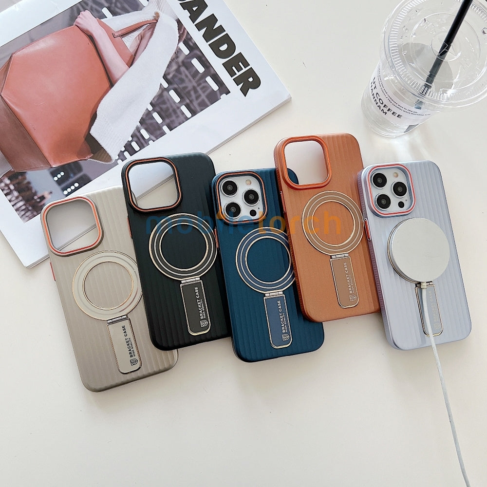 Luxury Stand Magnetic Charge Phone Case - iPhone 15 Pro Max
