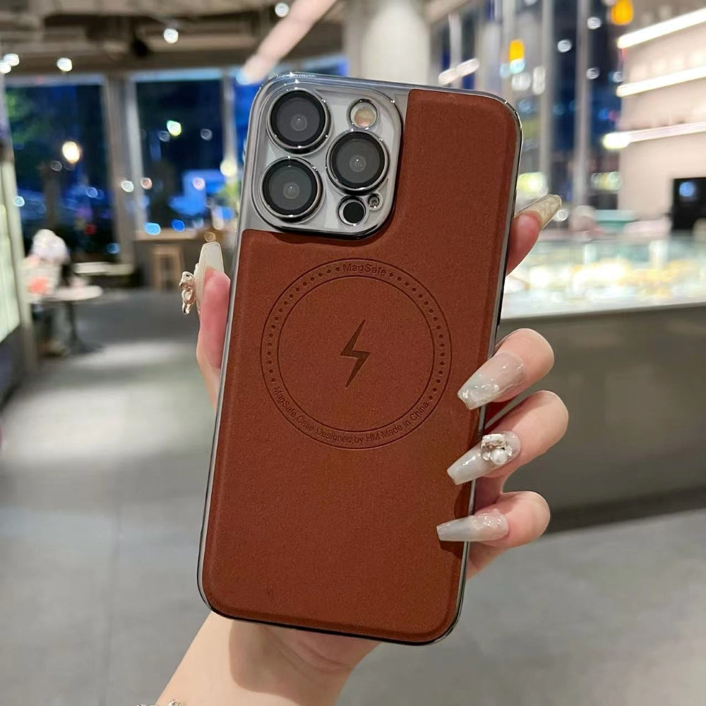 Magnetic Wireless Charge Shockproof Leather Phone Case - iPhone 15 Pro Max