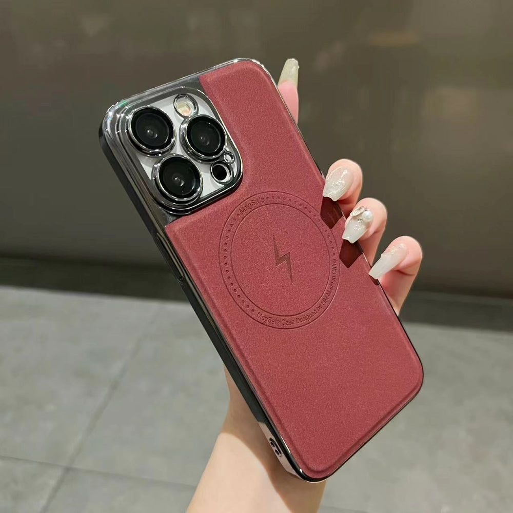Magnetic Wireless Charge Shockproof Leather Phone Case - iPhone 15 Pro Max